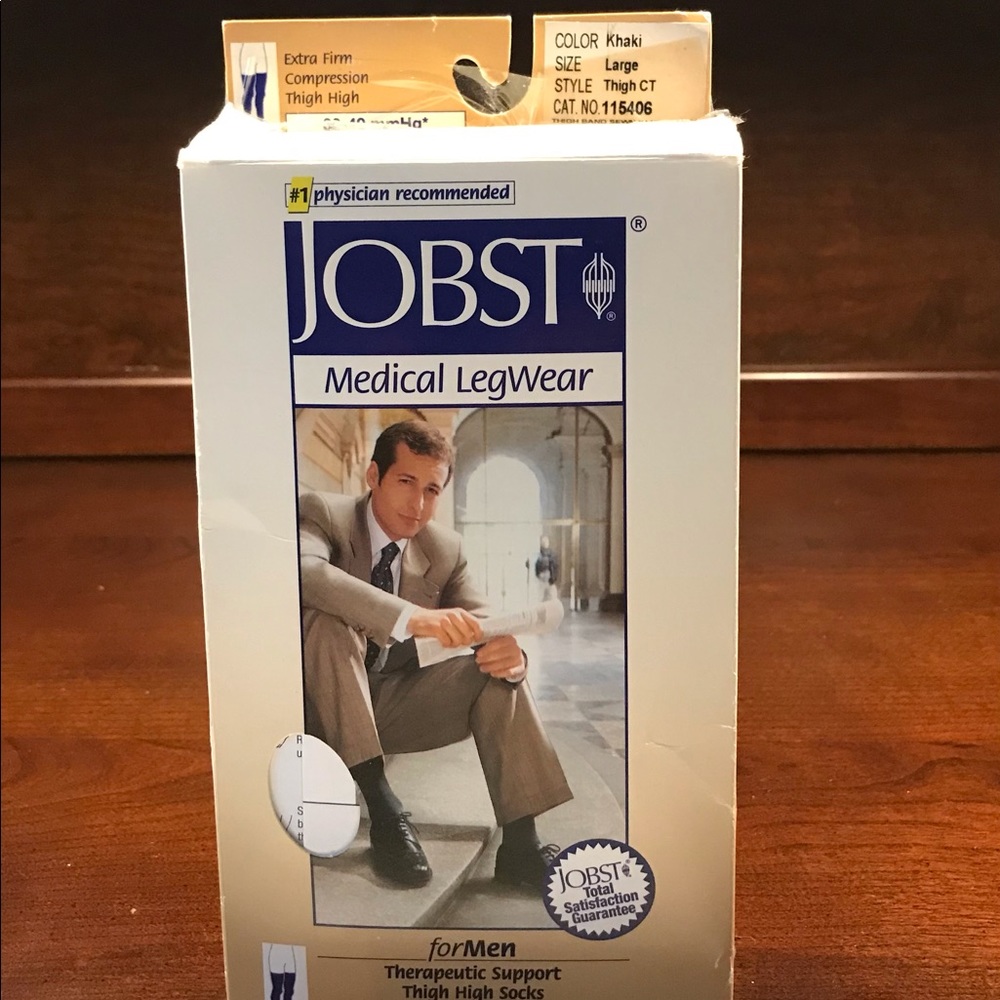 Jobst Medical Legwear for 30-40 mmHG Men Thigh High Khaki Size Large Vintage